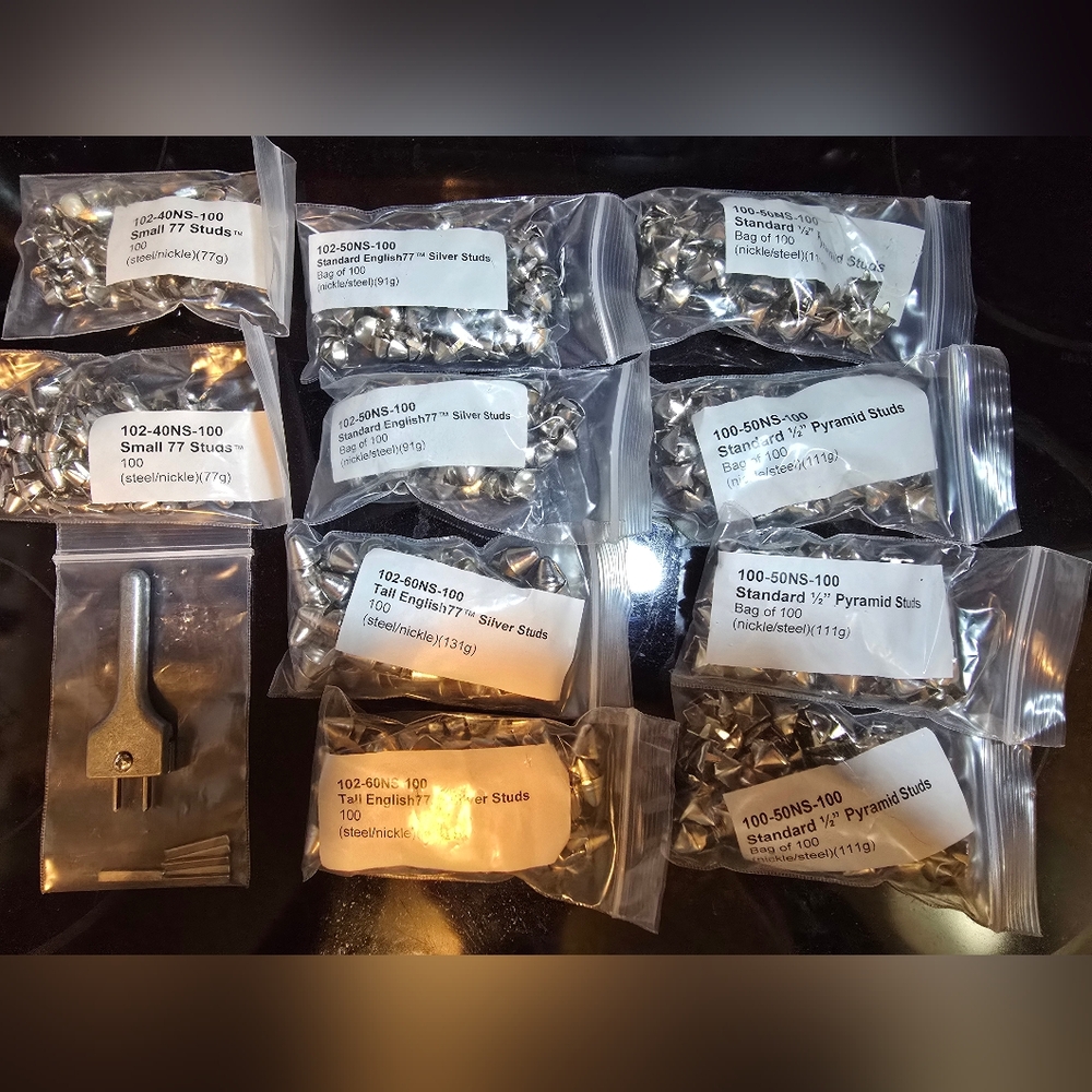 Assorted Silver Studs and Tools